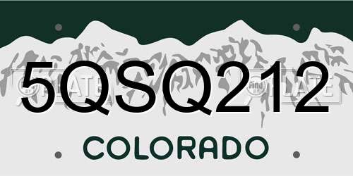 5QSQ212 Colorado License Plate