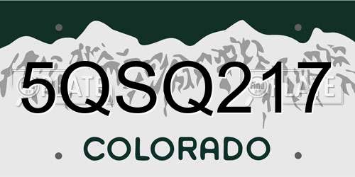 5QSQ217 Colorado License Plate
