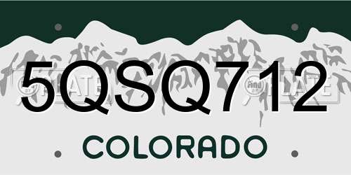 5QSQ712 Colorado License Plate