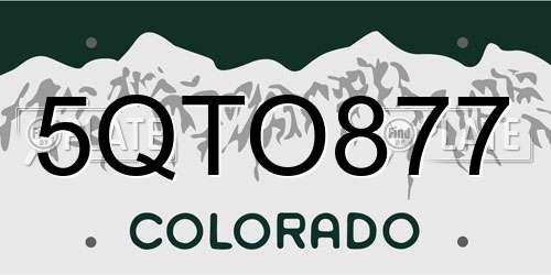 5QTO877 Colorado License Plate