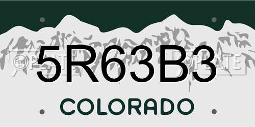 5R63B3 Colorado License Plate