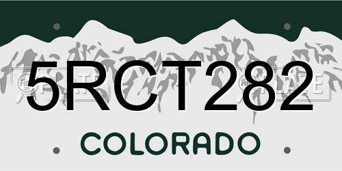 5RCT282 Colorado License Plate