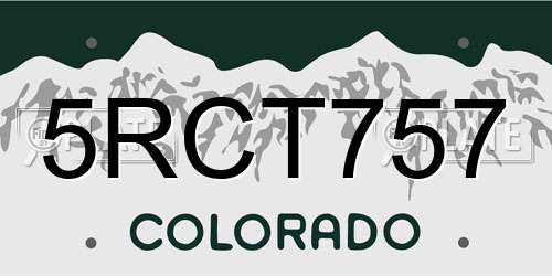 5RCT757 Colorado License Plate