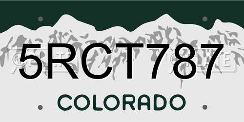 5RCT787 Colorado License Plate