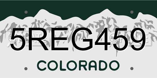 5REG459 Colorado License Plate