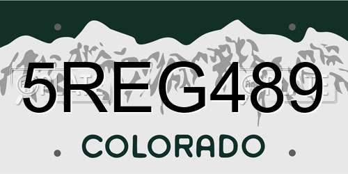 5REG489 Colorado License Plate