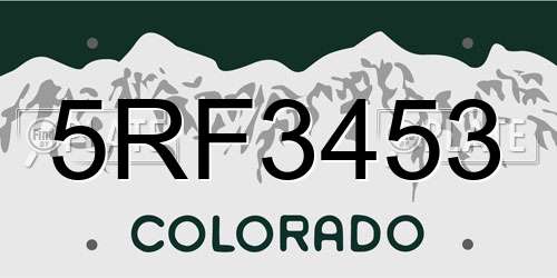 5RF3453 Colorado License Plate