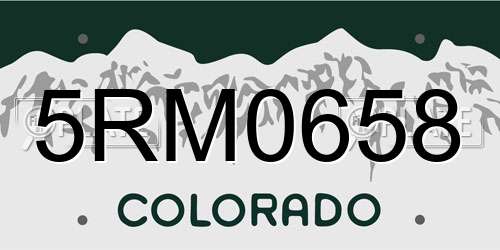 5RM0658 Colorado License Plate