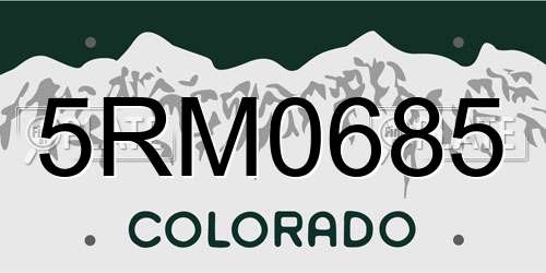 5RM0685 Colorado License Plate
