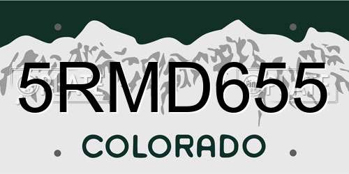 5RMD655 Colorado License Plate