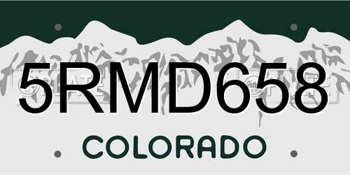 5RMD658 Colorado License Plate