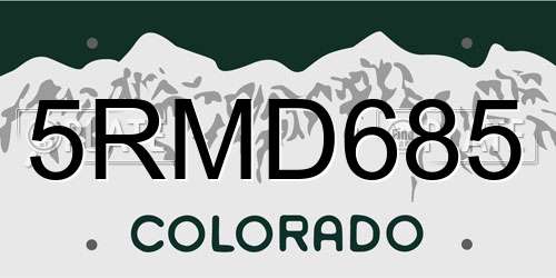 5RMD685 Colorado License Plate