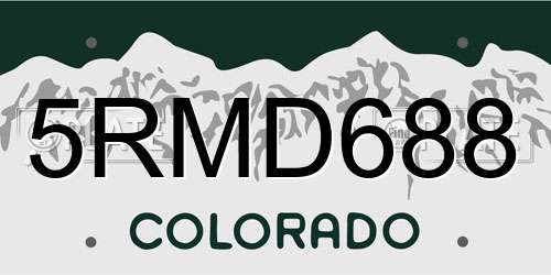 5RMD688 Colorado License Plate
