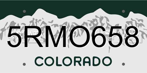 5RMO658 Colorado License Plate