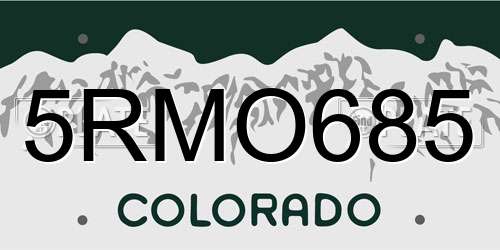 5RMO685 Colorado License Plate
