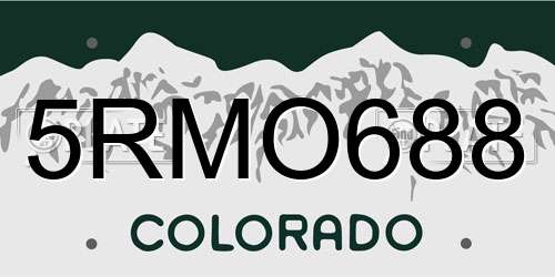 5RMO688 Colorado License Plate