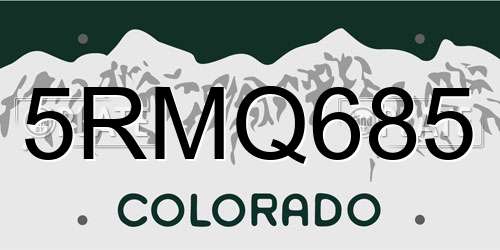 5RMQ685 Colorado License Plate