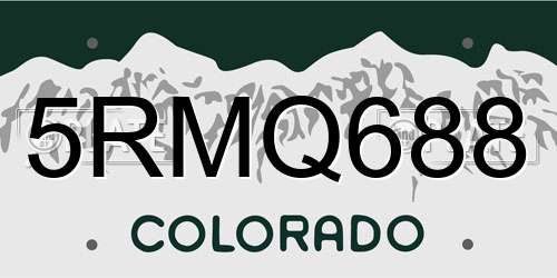 5RMQ688 Colorado License Plate
