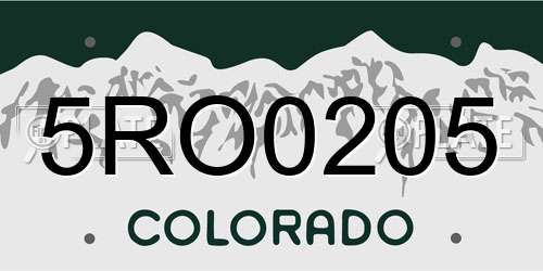 5RO0205 Colorado License Plate