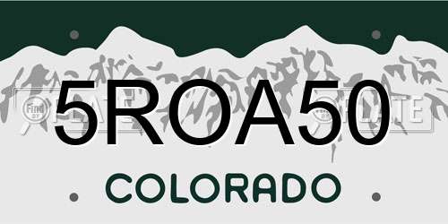 5ROA50 Colorado License Plate