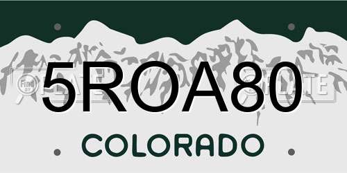 5ROA80 Colorado License Plate