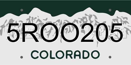 5ROO205 Colorado License Plate