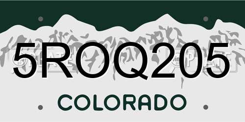 5ROQ205 Colorado License Plate