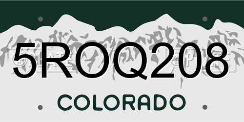5ROQ208 Colorado License Plate