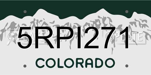 5RPI271 Colorado License Plate