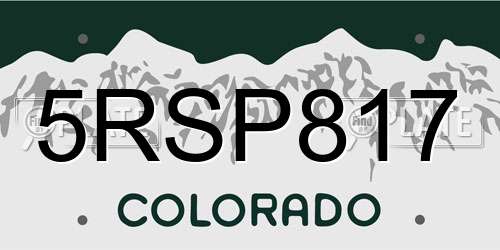 5RSP817 Colorado License Plate