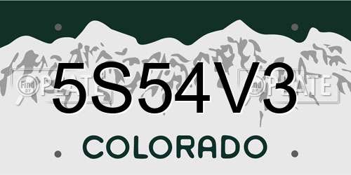 5S54V3 Colorado License Plate