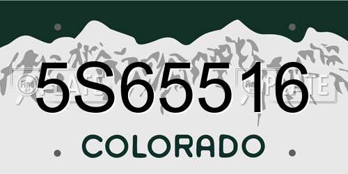 5S65516 Colorado License Plate