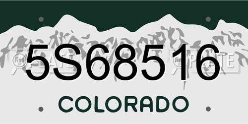 5S68516 Colorado License Plate