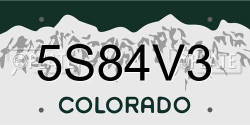 5S84V3 Colorado License Plate