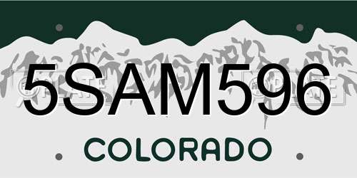 5SAM596 Colorado License Plate