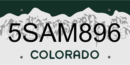 5SAM896 Colorado License Plate