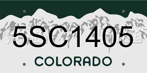 5SC1405 Colorado License Plate