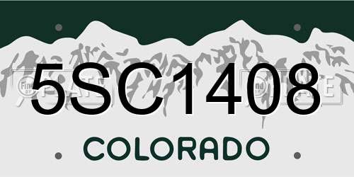5SC1408 Colorado License Plate