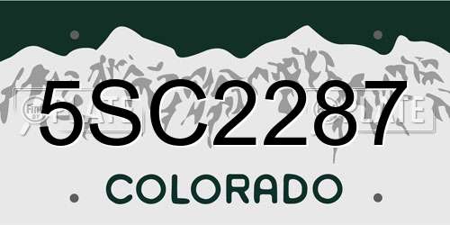 5SC2287 Colorado License Plate