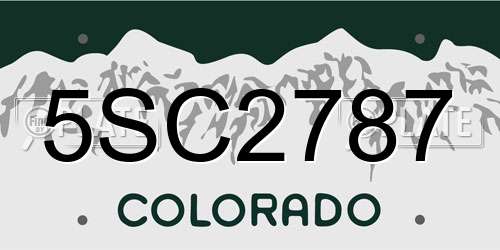 5SC2787 Colorado License Plate