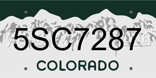 5SC7287 Colorado License Plate