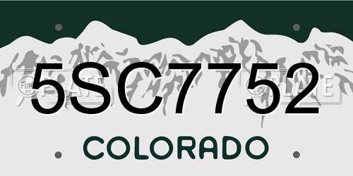 5SC7752 Colorado License Plate