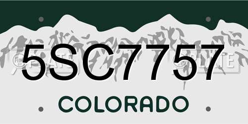 5SC7757 Colorado License Plate