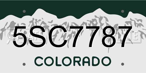 5SC7787 Colorado License Plate