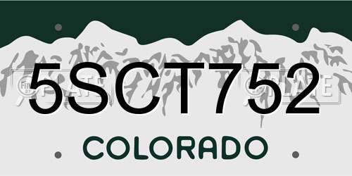 5SCT752 Colorado License Plate