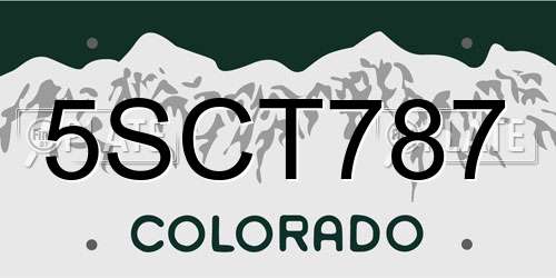 5SCT787 Colorado License Plate