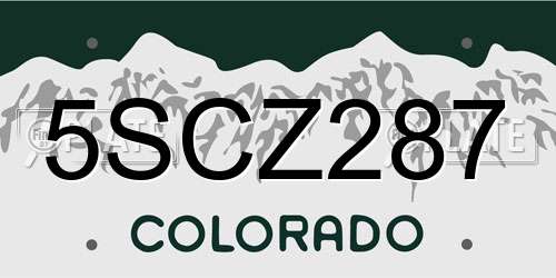 5SCZ287 Colorado License Plate