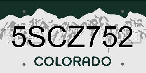 5SCZ752 Colorado License Plate
