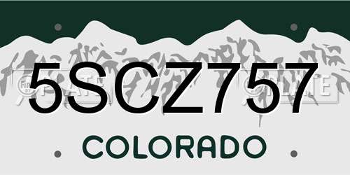5SCZ757 Colorado License Plate