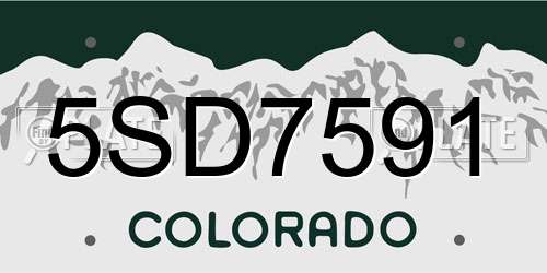 5SD7591 Colorado License Plate